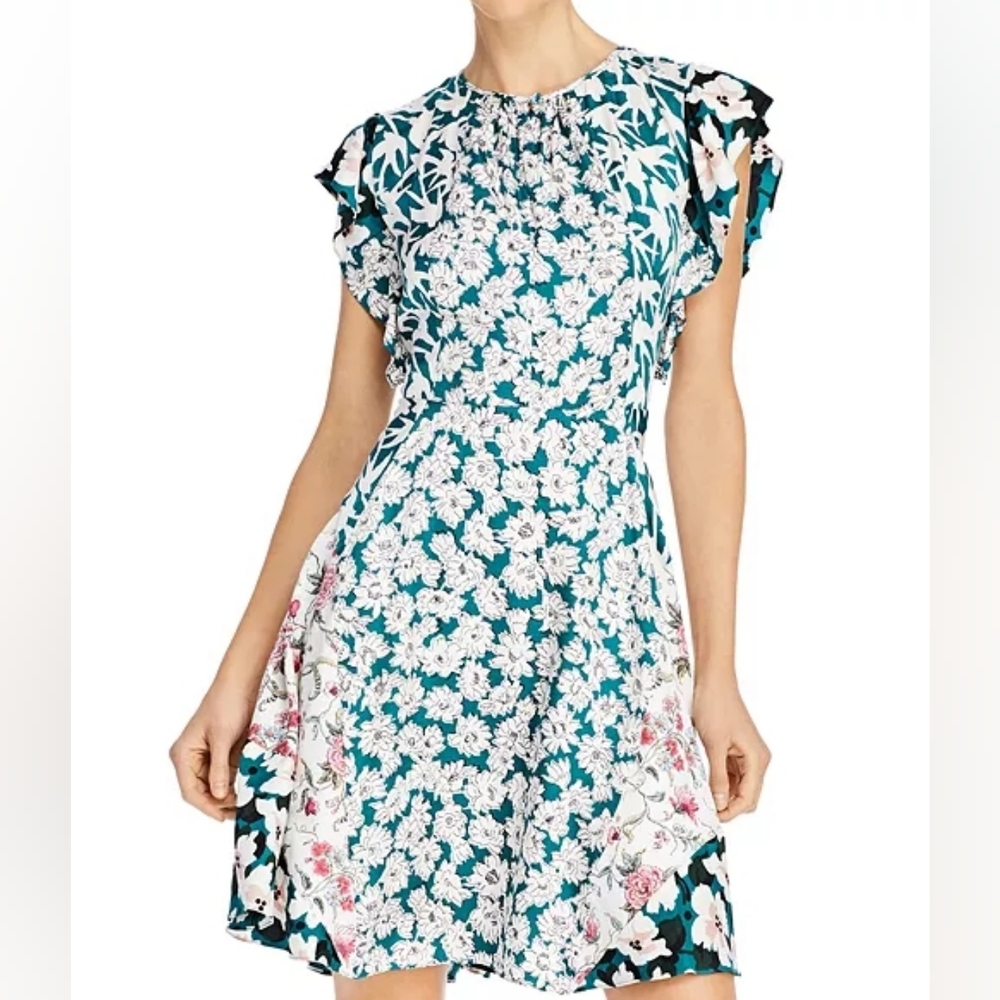 Rebecca TaylorSerene Flowers Patchwork Dress